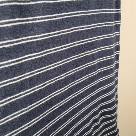 Vince Striped Linen High Low Sleeveless Tank Dress Summer Navy White Size S - Picture 10 of 14